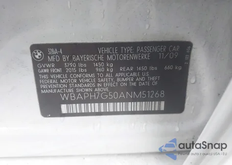 2010 BMW 328I from USA, damaged, VIN WBAPH7G50ANM51268